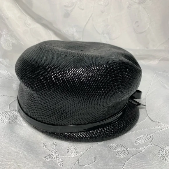 Vintage  Linda Anne Black Straw Hat - Picture 6 of 8